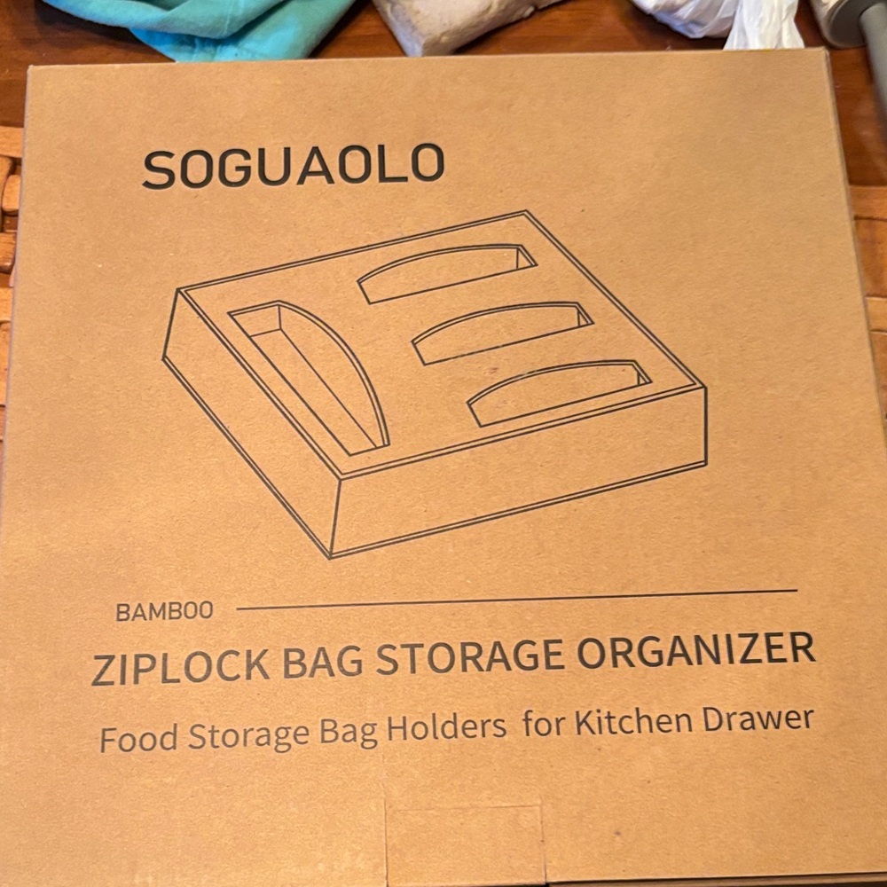 SOGUAOLO Bamboo Ziplock Bag Storage Organizer New in Box